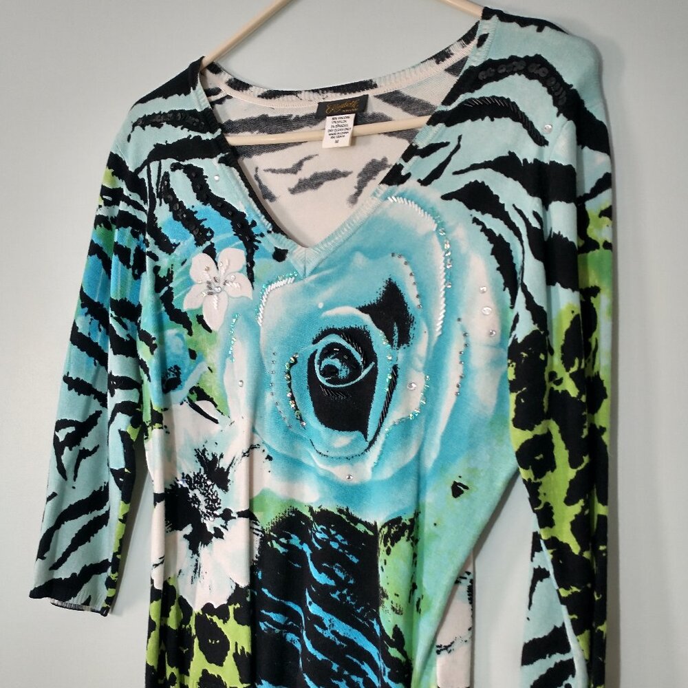 NWOT Elizabeth New York Beaded Sweater Size M